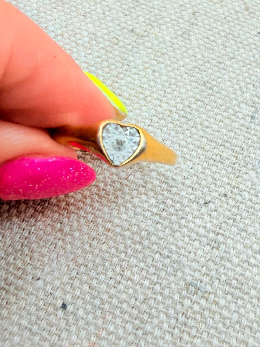 Classic Heart Solitaire Ring in 18 K GF and Silver-Tone